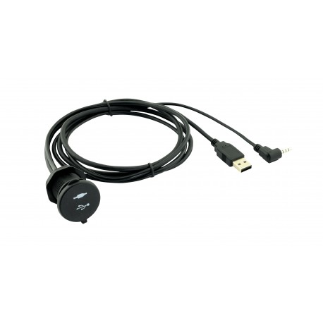 USB & 3.5mm A/V AUX 3-Foot Extension Cable with Waterproof Cap