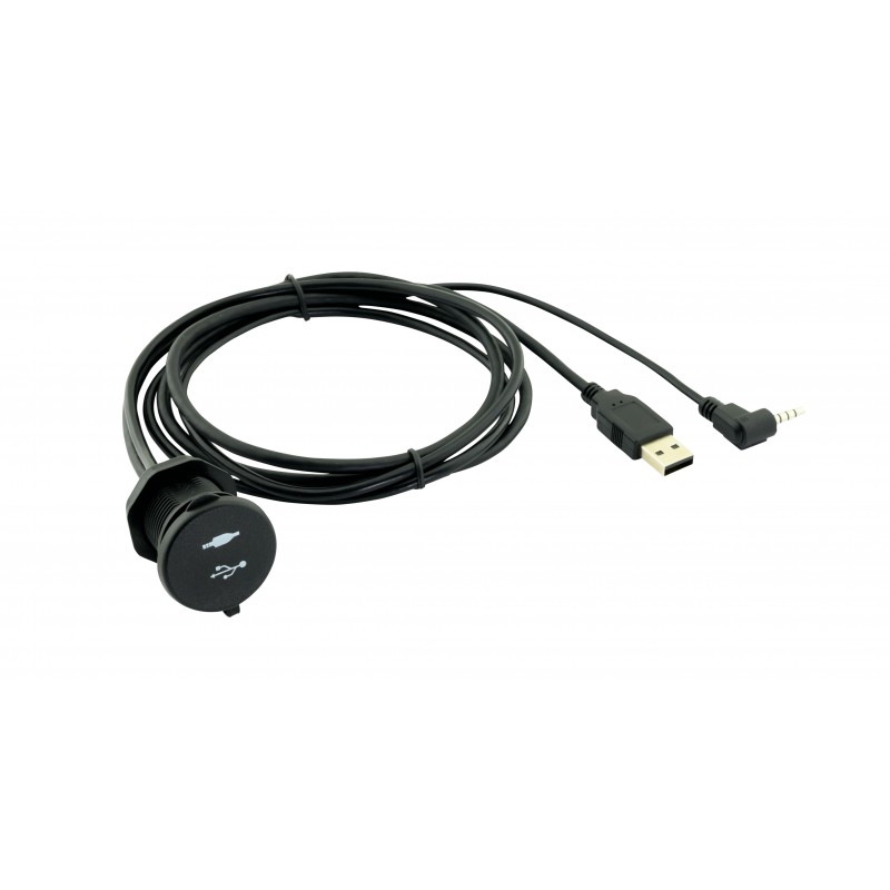 USB & 3.5mm A/V AUX 3-Foot Extension Cable with Waterproof Cap - PAC